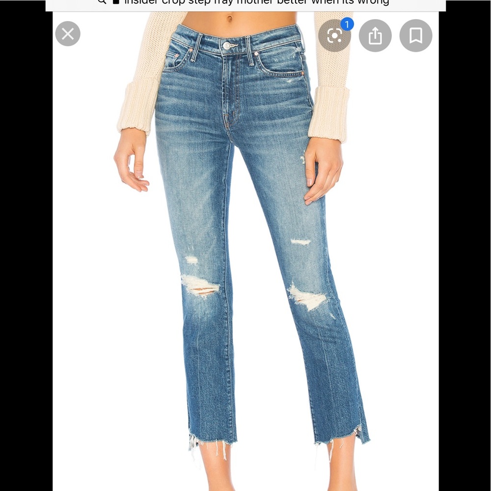 Mother insider crop flare step chew hem 30